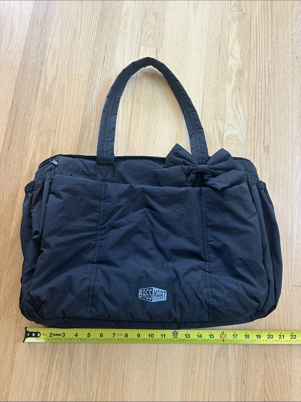 BAGSMART Black Tote Bag with Bow Accent